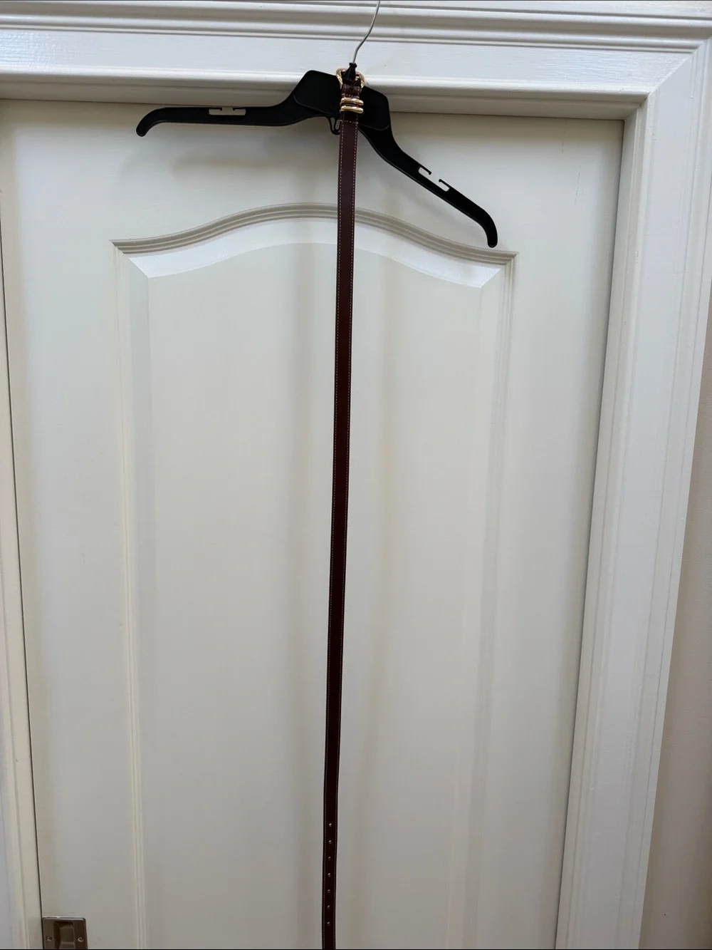 J. Jill Slim Dark Brown Leather Belt with Gold Buckle